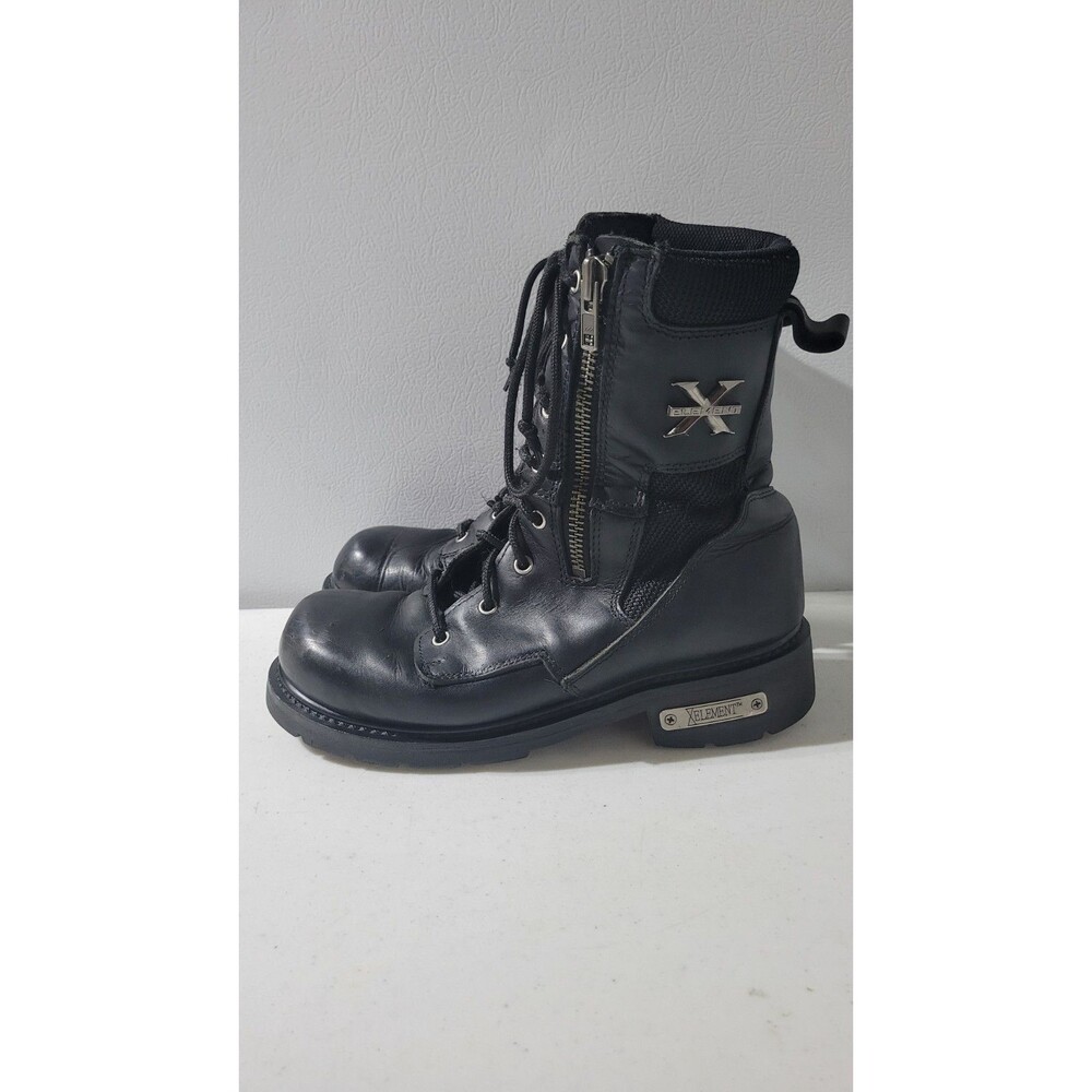 Xelement Black Leather Motorcycle Boots Side Zipper Mens Size 9